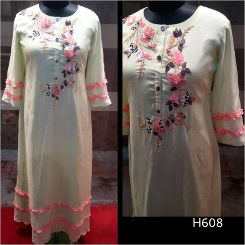 Available In Multicolor Embroidered Cotton Kurti