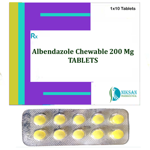 Albendazole Chewable 200 Mg Tablets By NIKSAN PHARMACEUTICAL