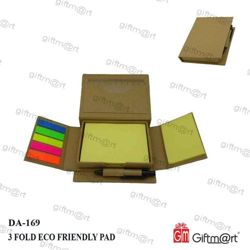 Brown Folding Stick Note Pad With Pen
