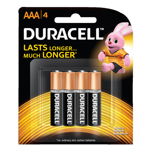 Duracell AAA 4 Coppertop Alkaline Batteries 1.5V 4 Pack