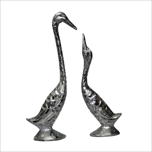 White Metal Duck Statue