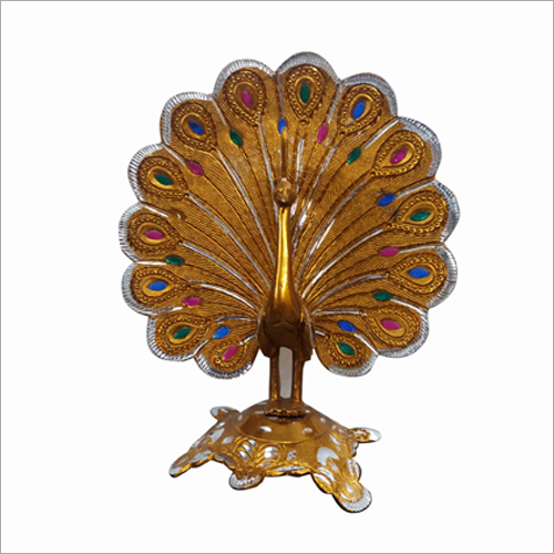 Golden Metal Peacock Statue