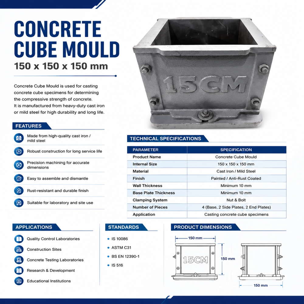 Concrete Cube Mould 150x150x150mm