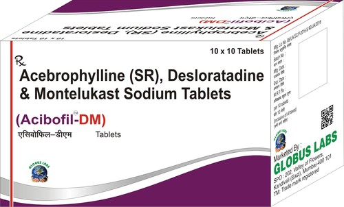 Acebrophylline (SR), Montelukast & Desloratadin Tablets