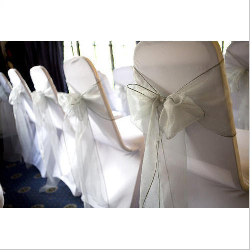 White Plain Banquet Chair Covers With Sashes By THE WOODWHITE INDIA