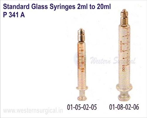 Standard Glass syringes 2 ml to 20 ml