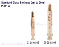 Standard Glass syringes 2 ml to 20 ml