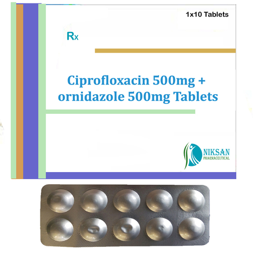 Ciprofloxacin 500Mg Ornidazole 500Mg Tablets