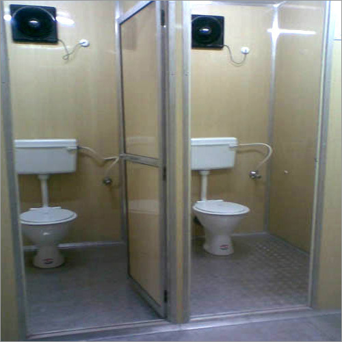 Cream And Silver Ready Made Ms Toilet Cabins