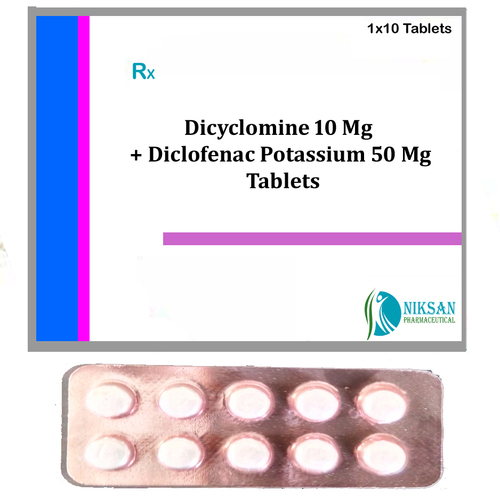 Dicyclomine 10 Mg Diclofenac Potassium 50 Mg Tablets
