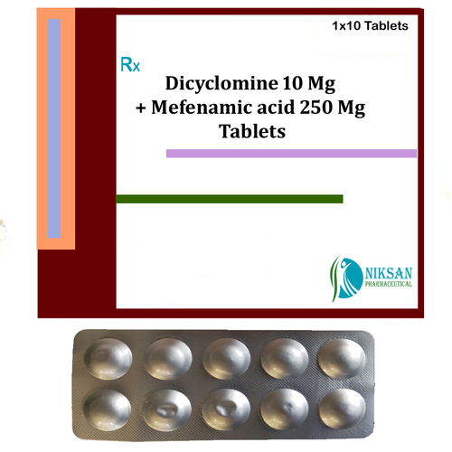 Dicyclomine 10 Mg Mefenamic Acid 250 Mg Tablets