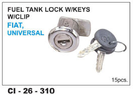 Fuel Tank Lock W/Keys, W/Clip  Fiat, Universal Vehicle Type: 4 Wheeler