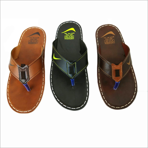 Mens PU Flat Slipper - Synthetic Leather, PU & Rubber | All Sizes Available, Ideal for Spring & Summer Wear