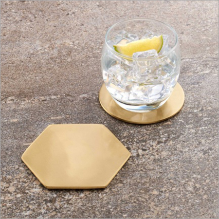 Hexagonal Brass Coaster