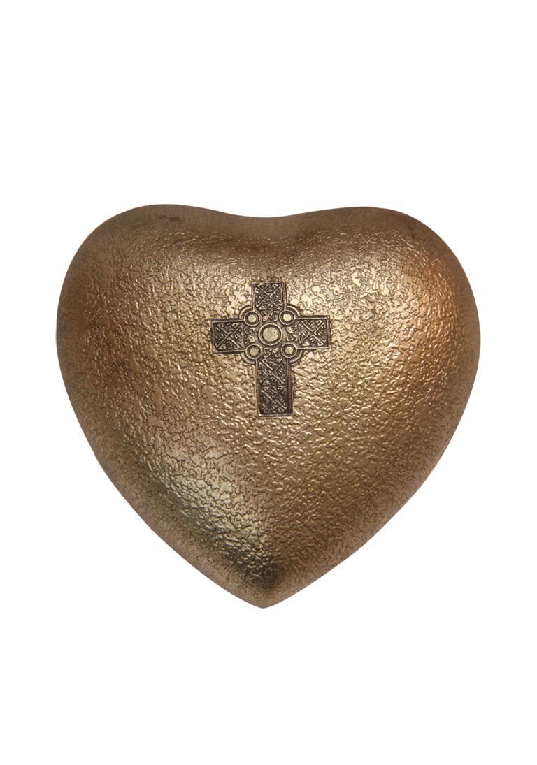 Gold Floral Brass Token Heart Cremation Urn