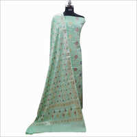 Banarasi Cotton Light Green Suit Fabric
