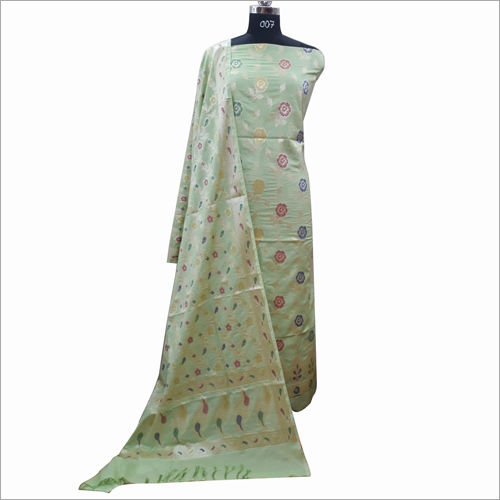 Available In Multicolour Designer Cotton Light Green Fabric