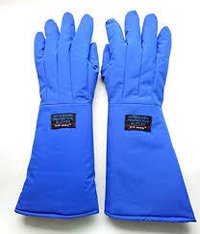 Cryogenic Gloves - Nylon Material, 14 Inch Length , Blue Color, Medium Size, Elastic Cuff With Thinsulate Lining