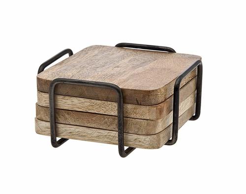 Set of 4 Wood Drink Coasters, Wooden Coasters with Iron Holder, Great for Hot and Cold Drinks Beer Coffee, Tea and Wine Unique Bar Accessory Set of 4 Wood Drink Coasters, Wooden Coasters with Iron Holder, Great for Hot and Cold Drinks Beer Coffee, Tea and Wine Unique Bar Accessory
