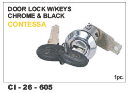 Car Door Lock W/Keys Chrome & Black Contessa (Cidis) Vehicle Type: 4 Wheeler