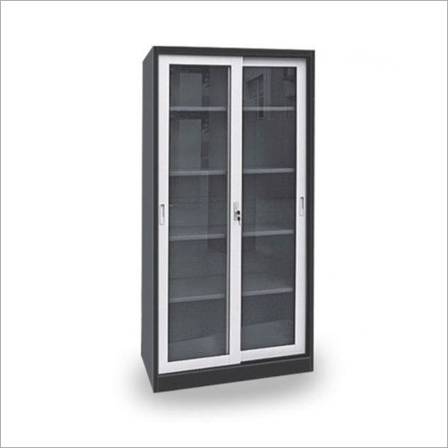 Gray Mild Steel Glass Door Cupboard