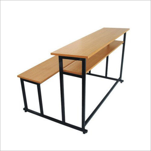 Brown Mild Steel And Wooden School Bench