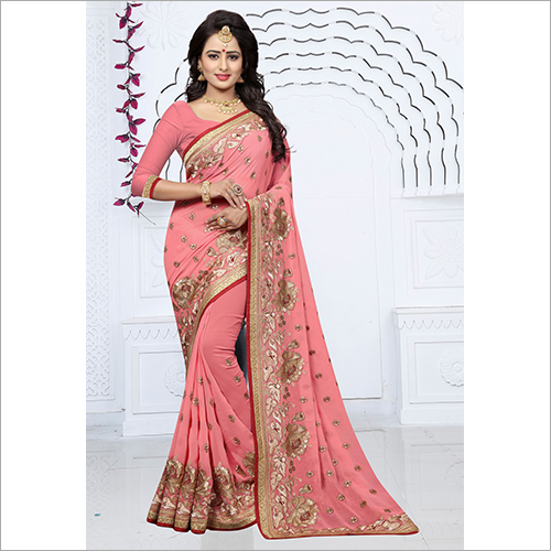 Blooming Georgette With Heavy Thread Heavy Saree