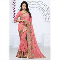 Blooming Georgette With Heavy Thread Heavy Saree