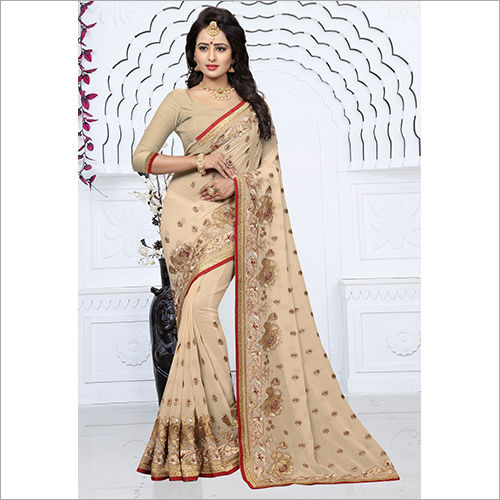 Heavy Thread And Zari Work With Heavy Saree