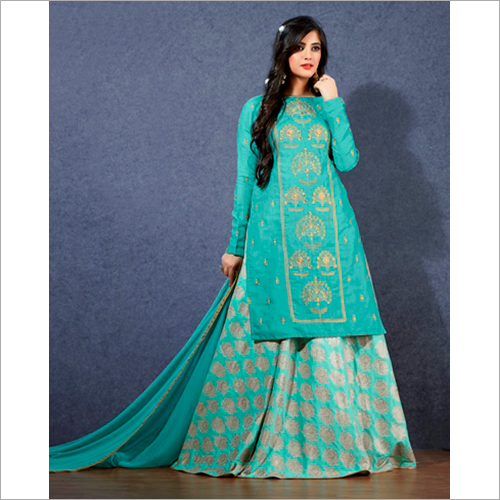 Available In Different Color Linen Satin Lehenga With Short Kurti Suit