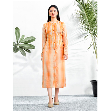 Available In Different Color Digital Print With Resham Work Kurti
