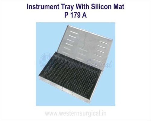 Instruments tray with silicon mat By WESTERN SURGICAL