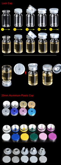 4ml To 20ml , Diameter 22mm , Neck 20mm Clear Glass Vials With Rubber Stopper And Flip Off Cap
