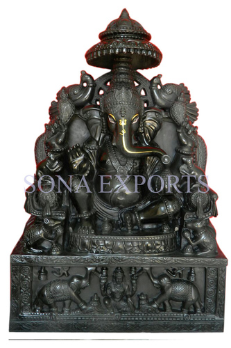Black Marble Ganesh Statue