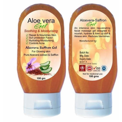 Aloe Vera Herbal Gel - Herbal Ingredients Smooth Texture Dry Skin Type | Soothing & Moisturising Hydrating Sun Protection Controls Acne Saffron Glow