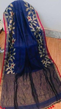 Linen Embroiderywork sarees