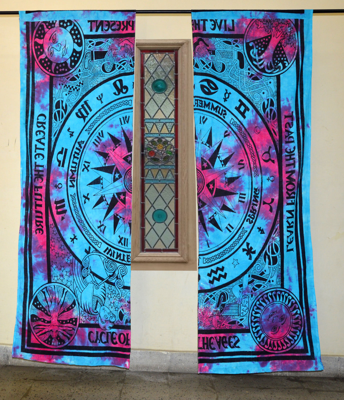 Indian Mandala Celtic COmpass Ombre Hippie Bohemian Curtain