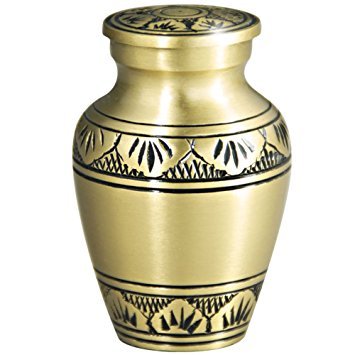 Etched Ebony Keepsake Brass Metal Cremation Urn