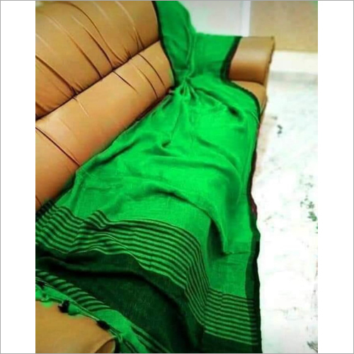 Available In Multicolor Green Border Linen Saree