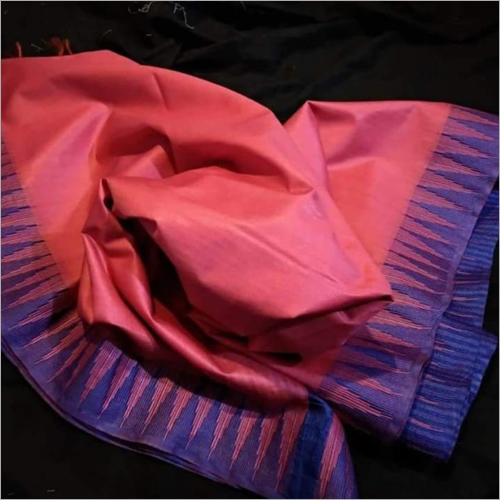 Available In Multicolor Pink Temple Border Saree