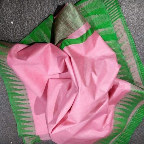 Available In Multicolor Ladies Pink Border Temple Saree