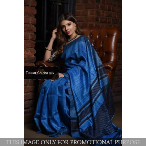 Tassar Ghicha Saree - Silk Material, Multicolor Design | Elegant Hand-Stitched Fashion for Rainy, Spring, and Summer Seasons