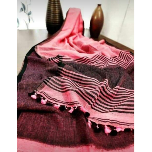 Available In Multicolor Ladies Linen Pink Fancy Saree