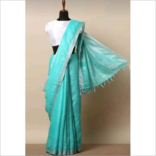 Available In Multicolor Cotton Linen Sky Blue Saree