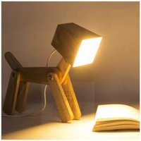 Wood Led Table Lamp Modern Cute Dog Study Lamp For Children White Light