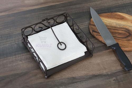 Iron Napkin Holder for Dining Table Tissue Paper Stand - Iron 7x7x2.5 inches Brown | Lightweight Design Elegant Minimalism Versatile Use