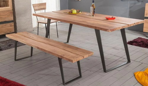 Wooden Dining Table in Iron Mix Minance