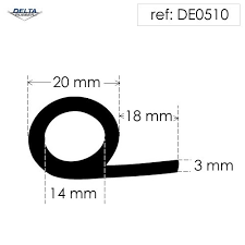 P Channel Bidding - Rubber 20x18x3 mm Black, Weather Resistant, Chemical Resistant, Customizable Sizes