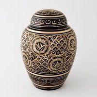 Black Toledo Brass Token Cremation urn