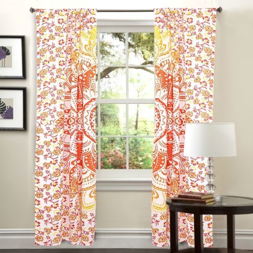 Indian Mandala Flower Ombre Hippie Bohemian Curtain